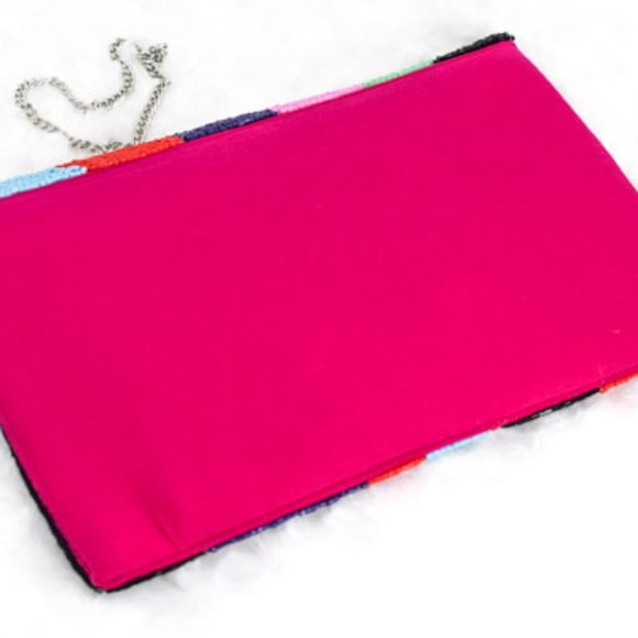 Multicolor Abstract Pattern Seed Bead Clutch Bag - Picture 5 of 8